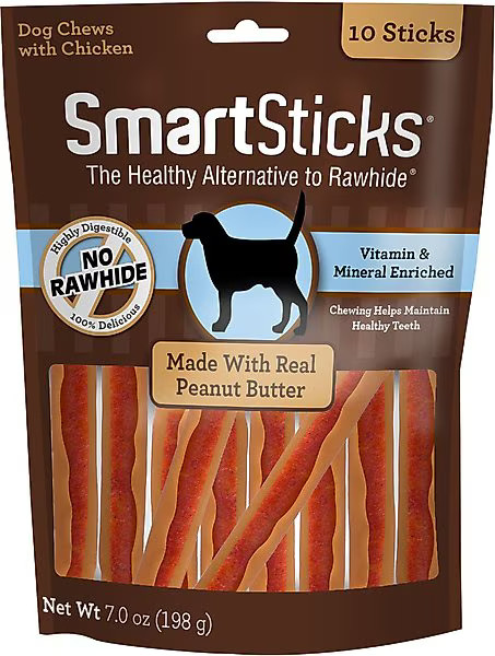 SmartBones SmartSticks Rawhide-Free Peanut Butter Dog Treats | Chewy.com