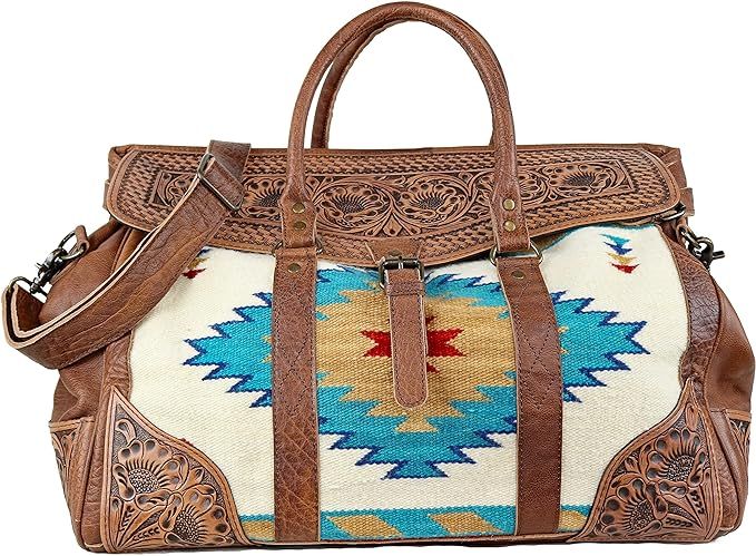 American Darling Saddle Blanket Duffle Bag Leather Authentic Hand Made Large Western Weekender Tr... | Amazon (US)