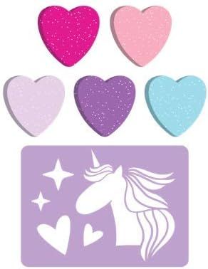 Yoobi | Glitter Chalk & Unicorn Stencil Set | 5 Pieces of Heart Shaped Chalk - 2 Shades of Pink, ... | Amazon (US)