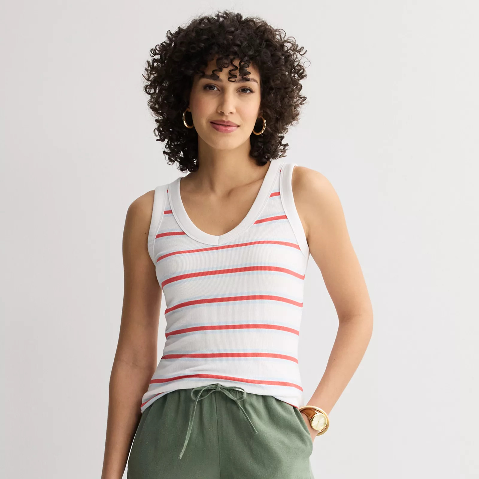 Women's Sonoma Goods For Life® Rib V-Neck Tank Top | Kohl's