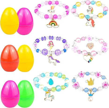 Easter Basket Stuffers for Girls Toddler Teens Prefilled Easter Eggs Fillers with 6 Pack of Beads... | Amazon (US)