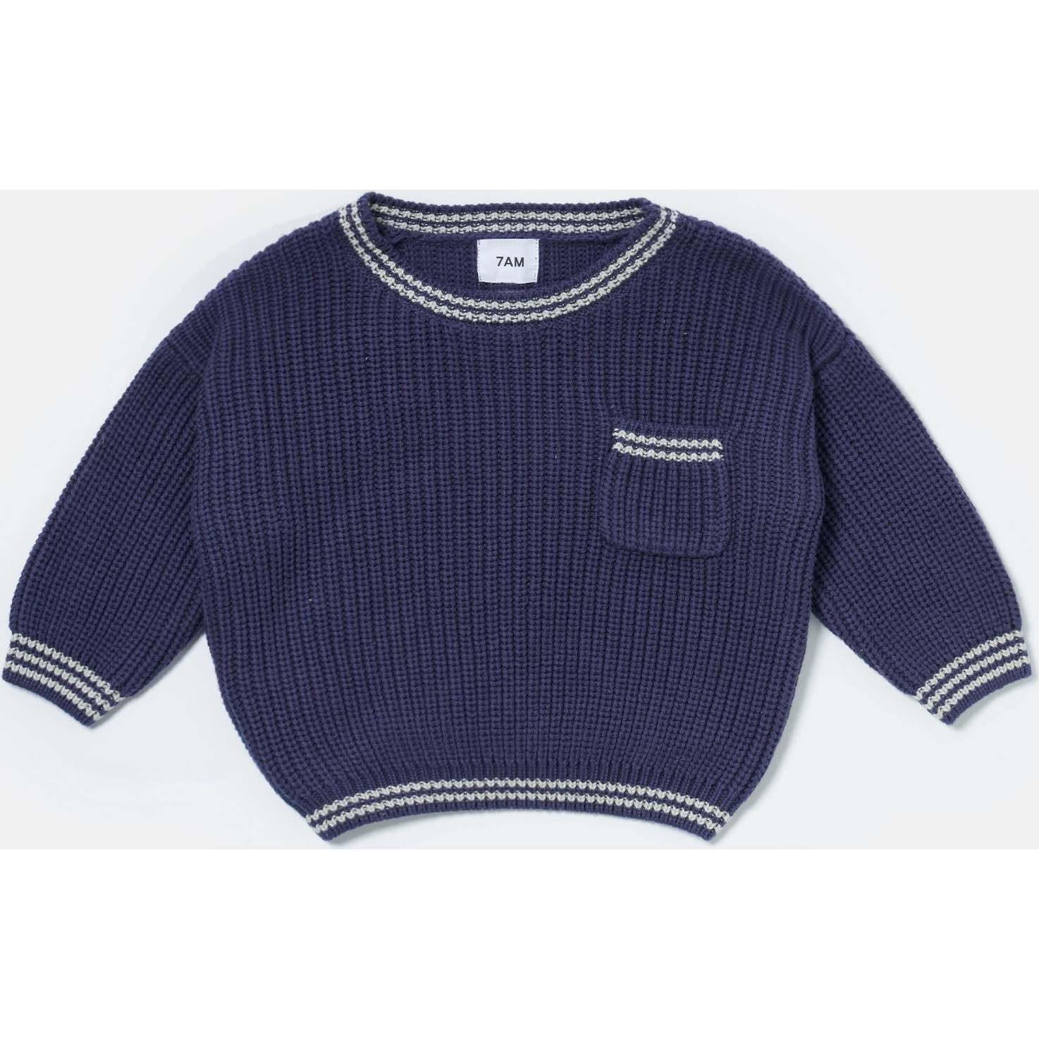Chunky Tennis Boxy Sweater, Navy Pearl Grey | Maisonette