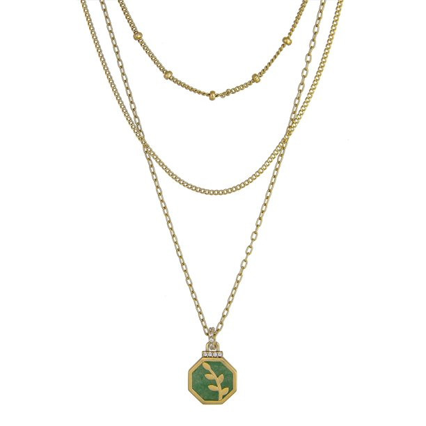 Believe by Brilliance 14KT Gold Flash Plated Triple Strand Necklace with Genuine Stone - Walmart.... | Walmart (US)