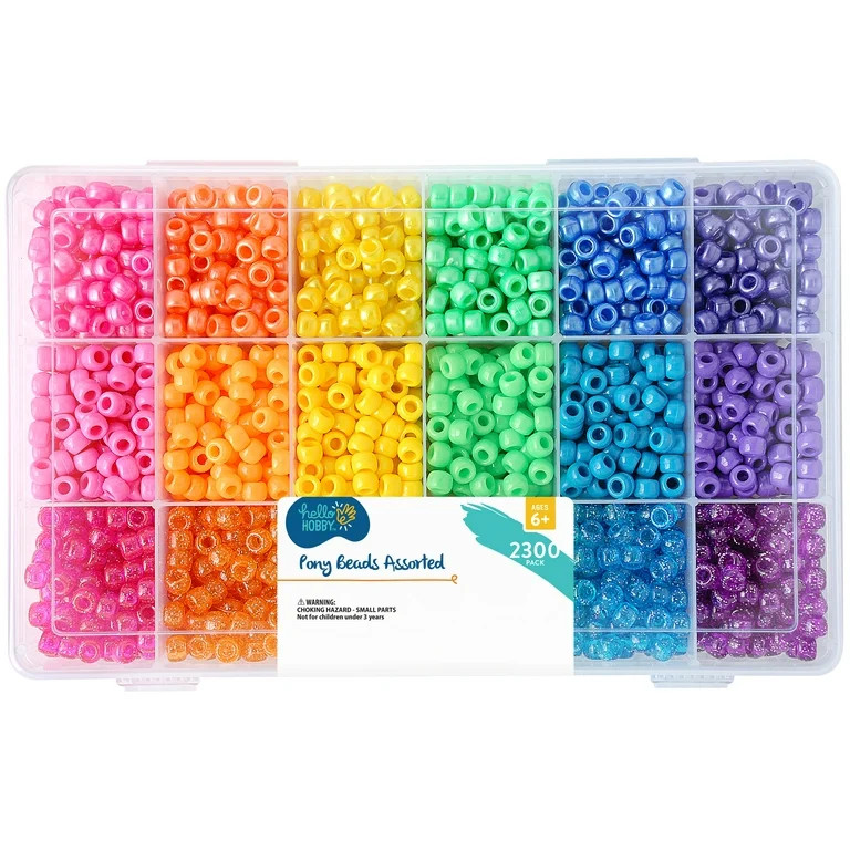 Hello Hobby - Bright & Sparkle Pony Bead Box - 2300 Pieces - USHH6704 | Walmart (US)