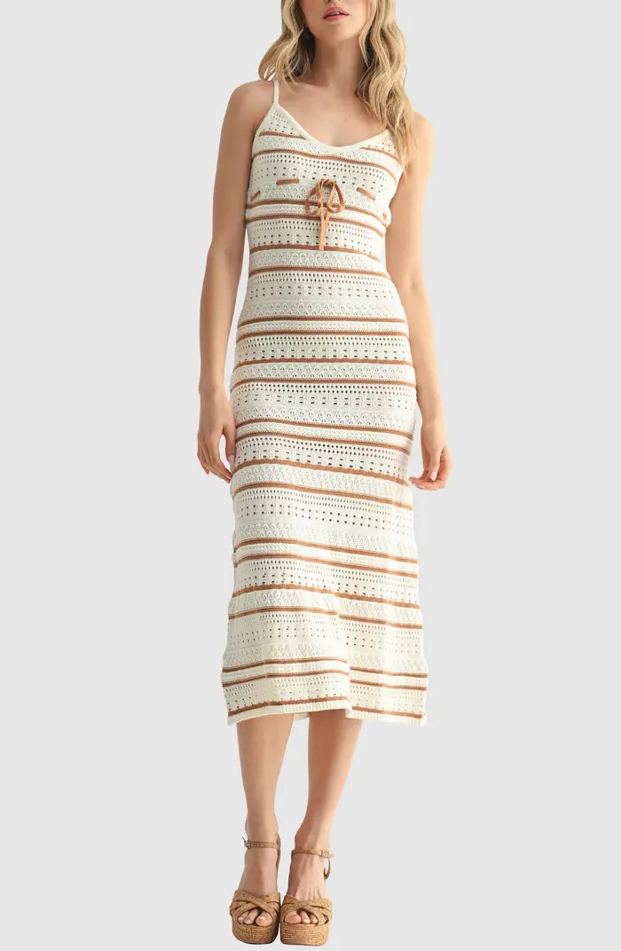 Stripe Mixed Stitch Midi Sweater Dress | Nordstrom