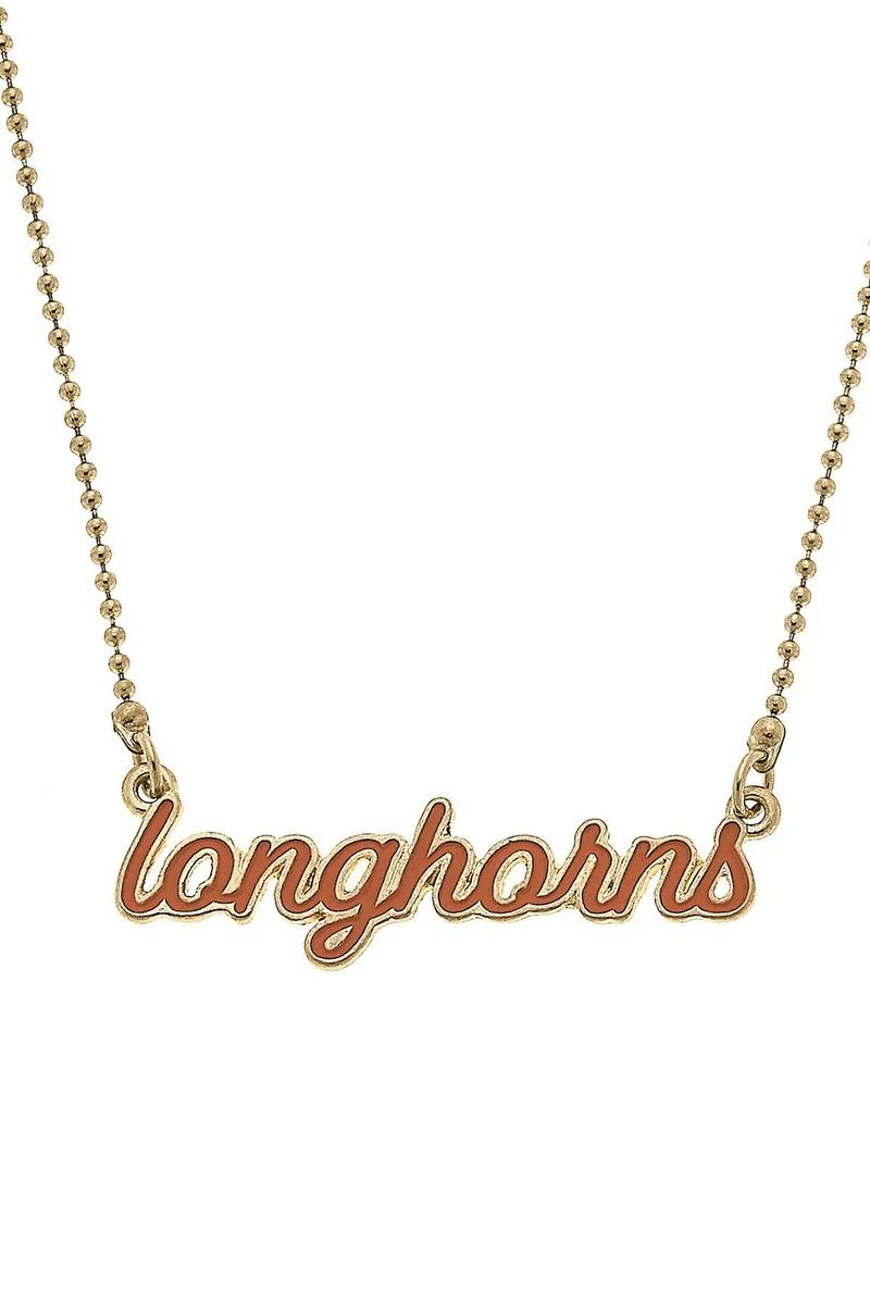 Texas Longhorns Enamel Script Necklace | CANVAS