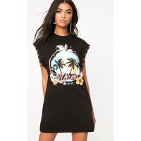 Black Miami Hook & Eye Printed T Shirt Dress | PrettyLittleThing US