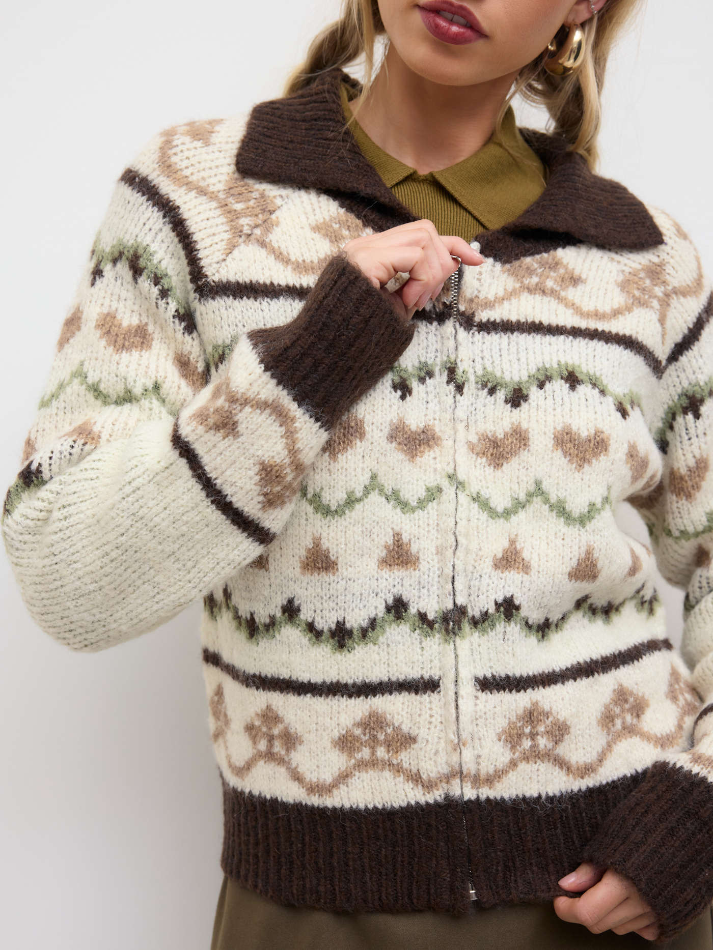 Wool-blend Abstract Print Cardigan | Cider