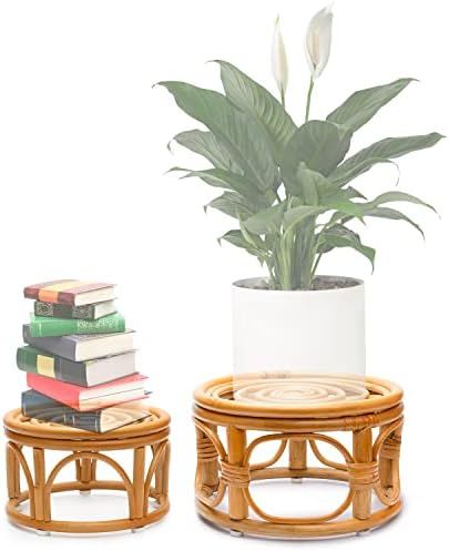 Kutorkill Rattan Woven Plant Stand Fits Indoor Plants, Mid Century Modern Plant Stand, Boho Plant... | Amazon (US)