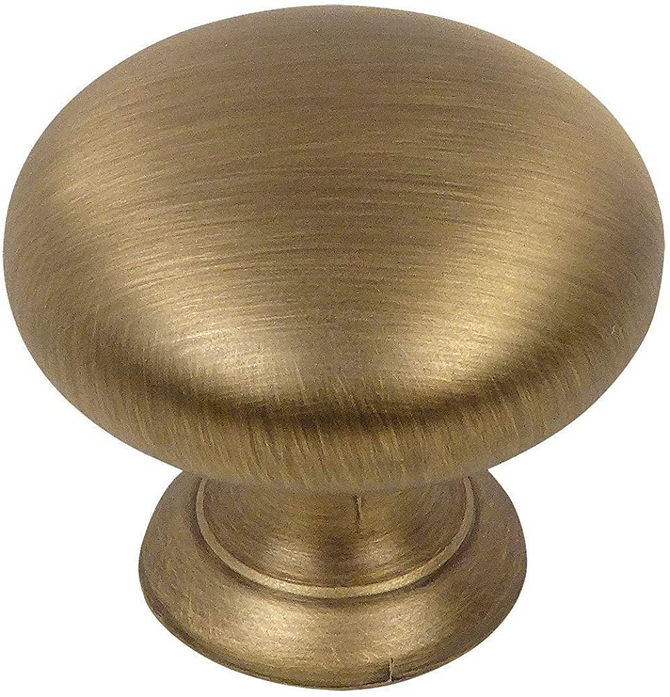 Cosmas 10 Pack 4950BAB Brushed Antique Brass Cabinet Hardware Round Mushroom Knob - 1-1/4" Diamet... | Amazon (US)