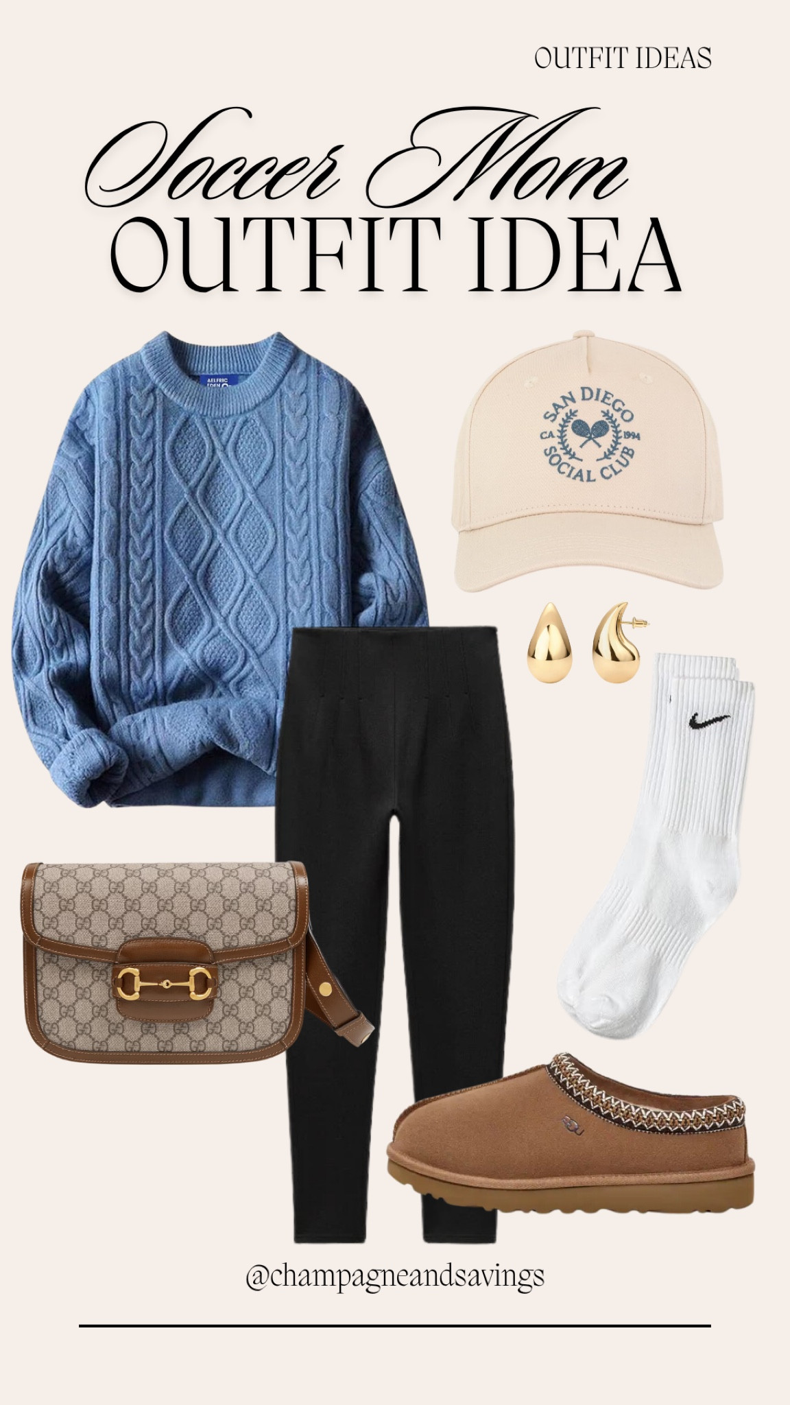 Soccer mom outfit idea. Love this women’s autumn outfit idea for on or off the field! Love this oversized sweater paired with black leggings and ugg slippers. 

#LTKSeasonal #LTKItBag #LTKStyleTip