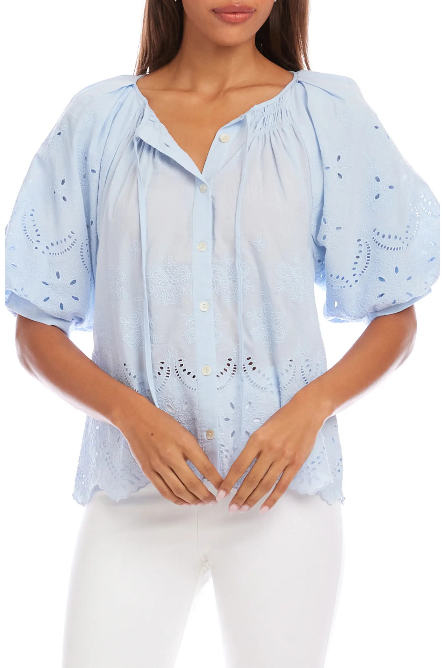Eyelet Embroidered Cotton Button-Up Top (Women) | Nordstrom | Nordstrom