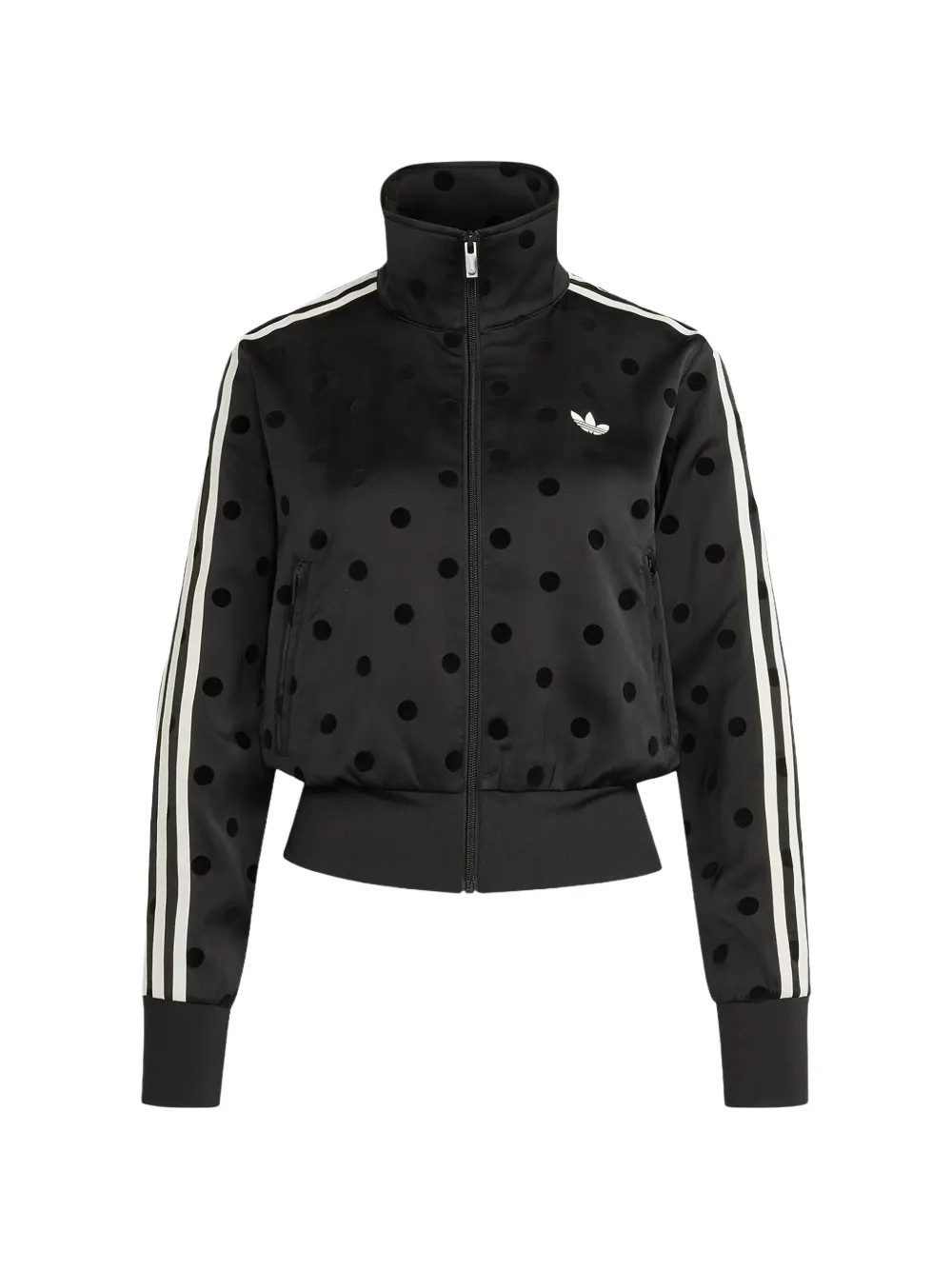 adidas polka-dot satin zip-up sweatshirt - Black | Farfetch Global