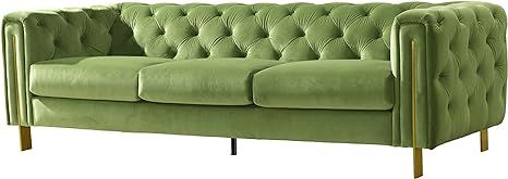 Acanva Collection Chesterfield Vintage Tufted Velvet Living Room Sofa, Couch, Mint Green | Amazon (US)