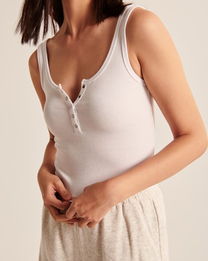 Women's Ribbed Henley Tank | Women's Tops | Abercrombie.com | Abercrombie & Fitch (US)