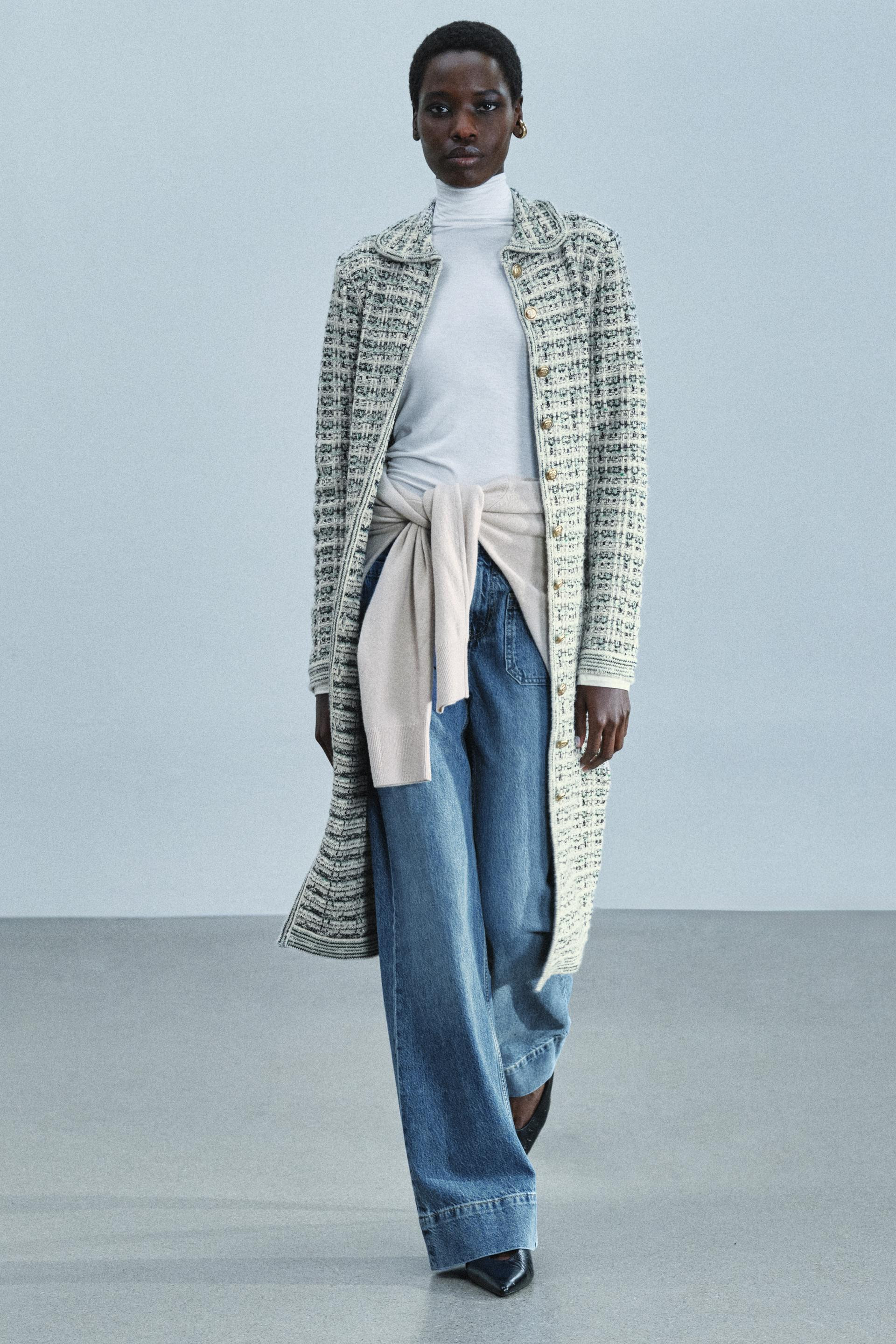 LONG TEXTURED COAT WITH METALLIC YARN | Zara US