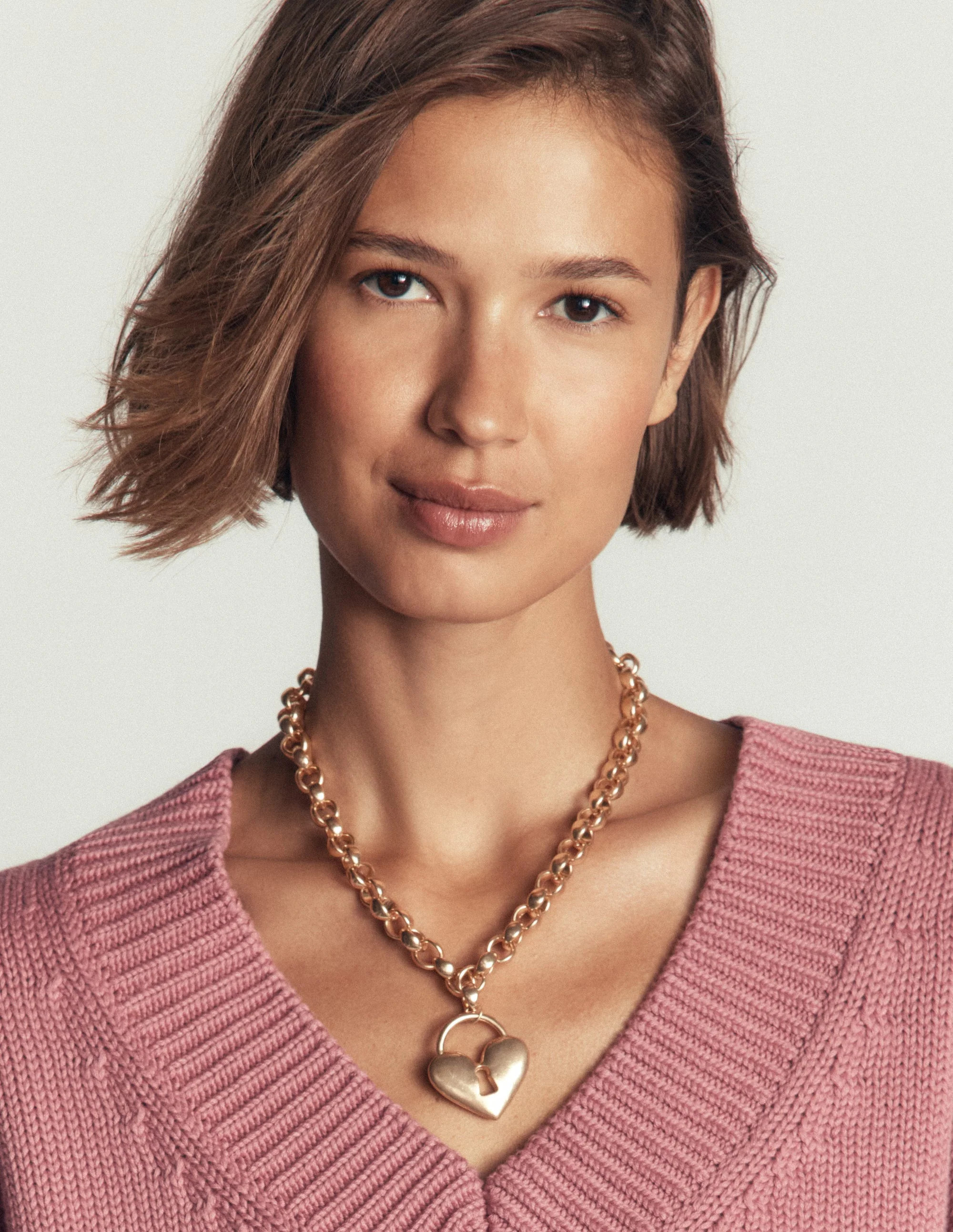 Boden Women's Chunky Love Lock Necklace in Metallic | Boden UK