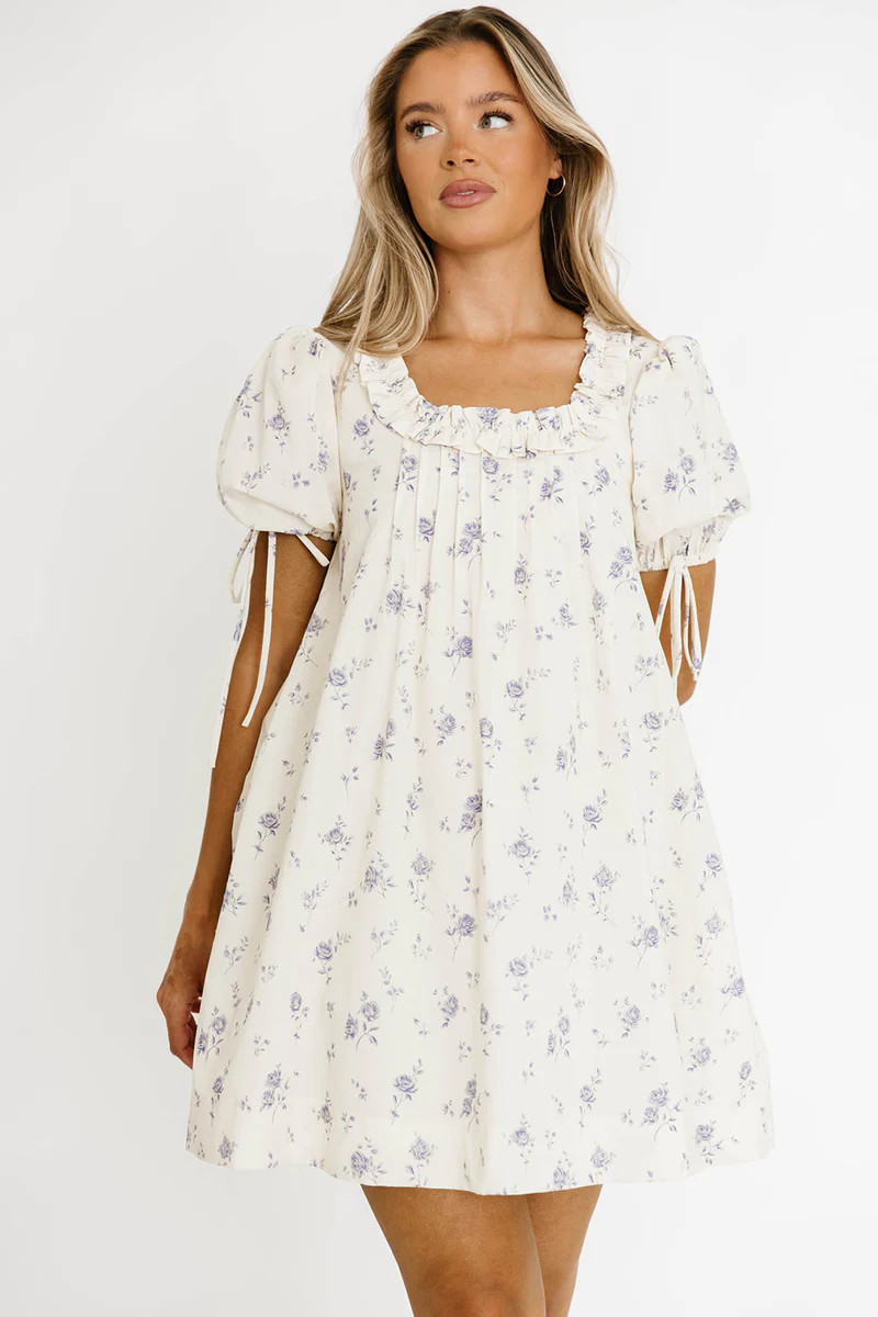 Minnie Floral Babydoll Dress in Ivory | Worth Collective