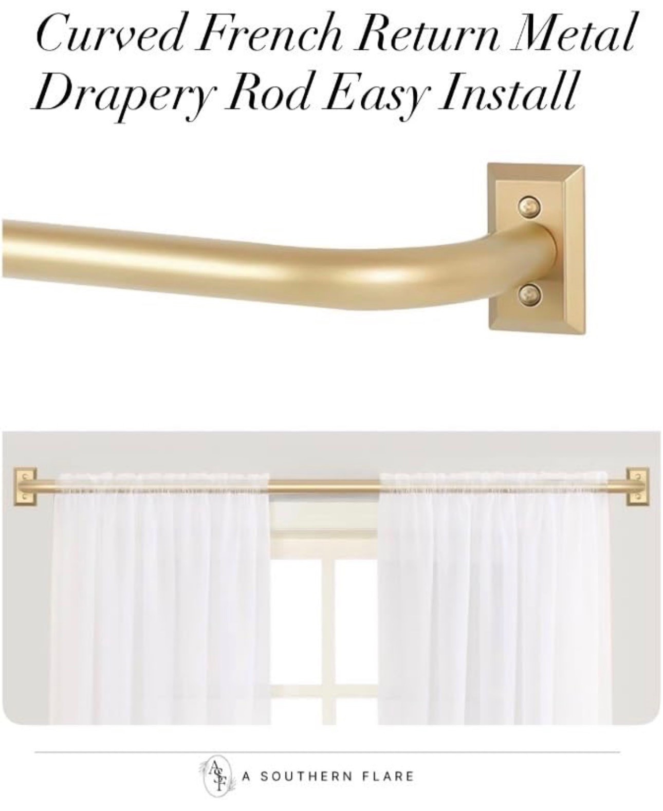 Give your windows an elegant touch with our curved metal drapery rods. Easy to install, perfect for any room. #HomeDecor #CurtainRods

#LTKHome