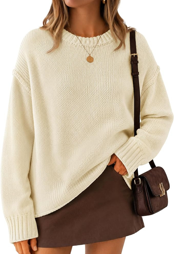 ZESICA Womens 2026 Fall Long Sleeve Crewneck Oversized Chunky Sweaters | Amazon (US)