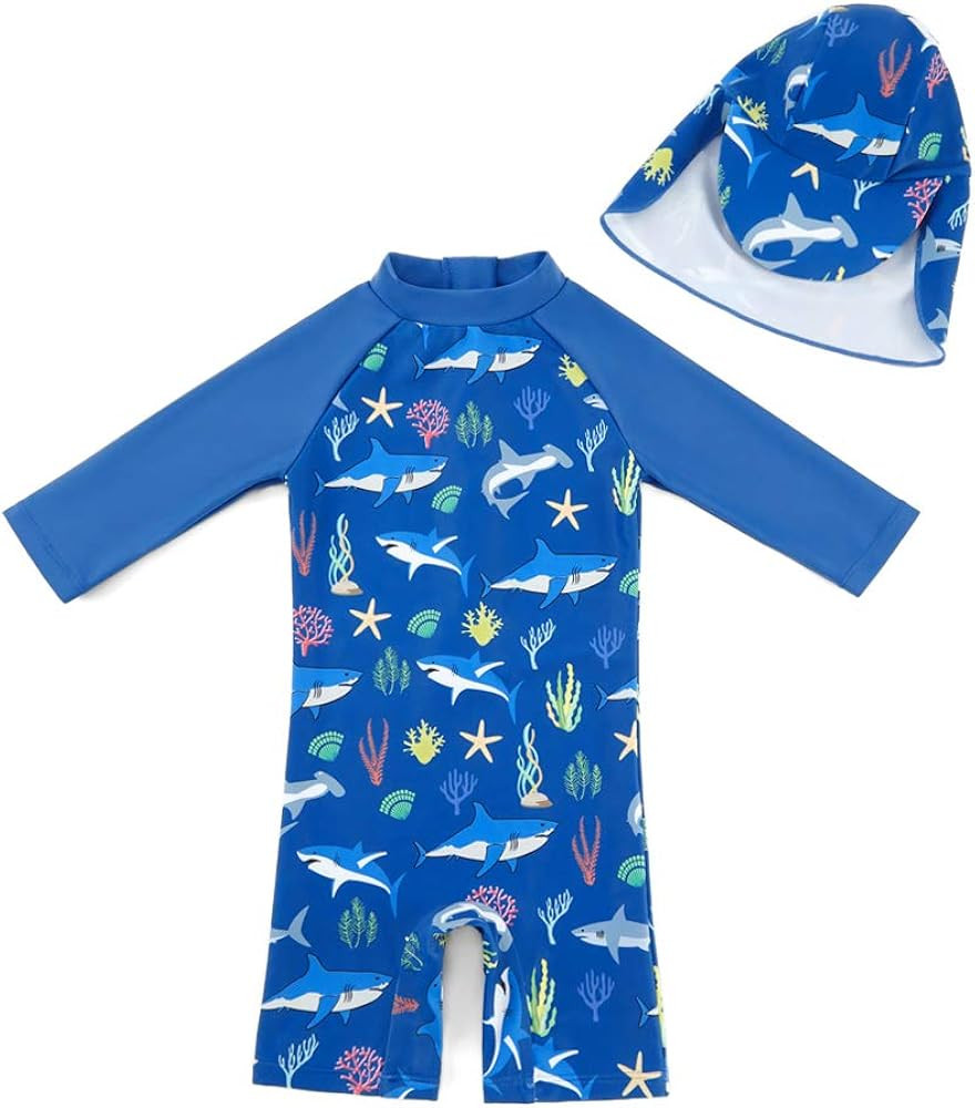 upandfast Baby/Toddler Swimsuit UPF 50+ Sun Protection One Piece Zipper Bathing Suit with Sun Hat... | Amazon (US)