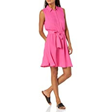 Amazon Essentials Women's Sleeveless Woven Shirt Dress | Amazon (US)