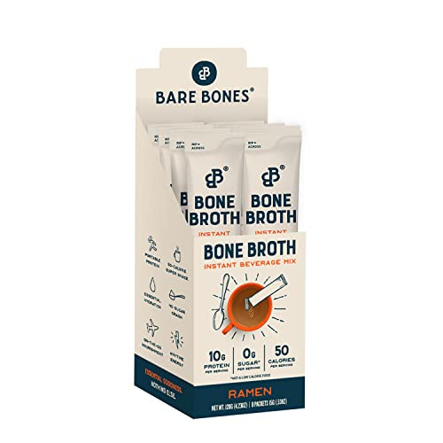 Bare Bones Bone Broth Instant Powdered Beverage Mix, Ramen, Pack of 8, 15g Sticks, 10g Protein, Keto & Paleo Friendly, Non-GMO, Gluten-Free, Dairy-Free | Amazon (US)
