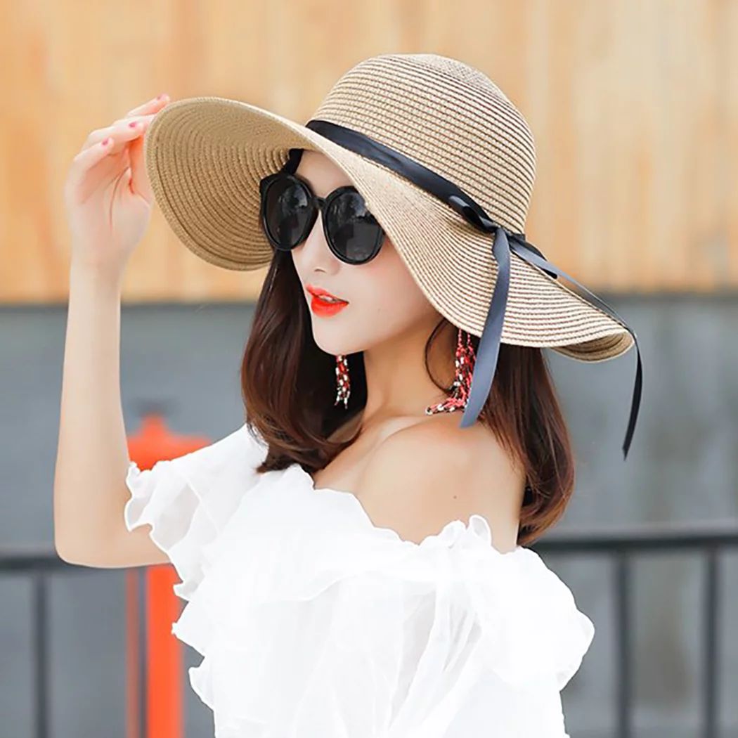 Women's Beach Hat Portable Packable Roll Up Wide Brim Sun Visor UV Protection Floppy Crushable St... | Walmart (US)