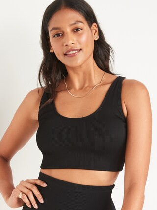 Scoop-Neck Rib-Knit Longline Swim Top for Women | Old Navy (US)