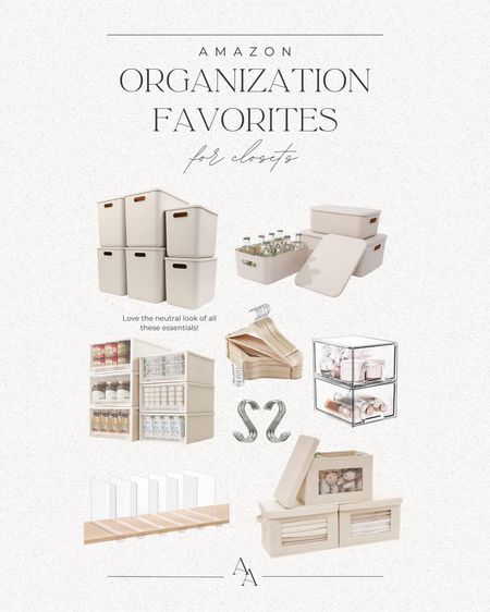 Favorite organization essentials for closets - love a clean & neutral look! // bin storage // clothing hangers // shelf organization 

#LTKfindsunder100 #LTKfindsunder50 #LTKhome