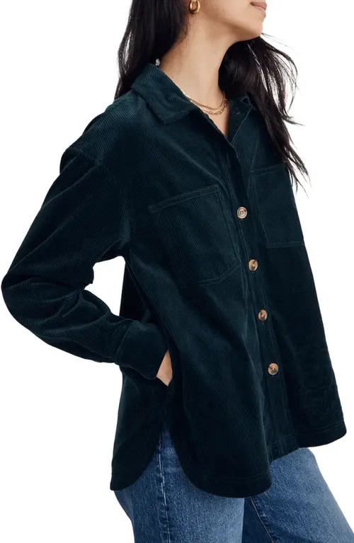Madewell Corduroy Kentwood Oversize Shirt Jacket in Ancient Forest at Nordstrom, Size Medium | Nordstrom