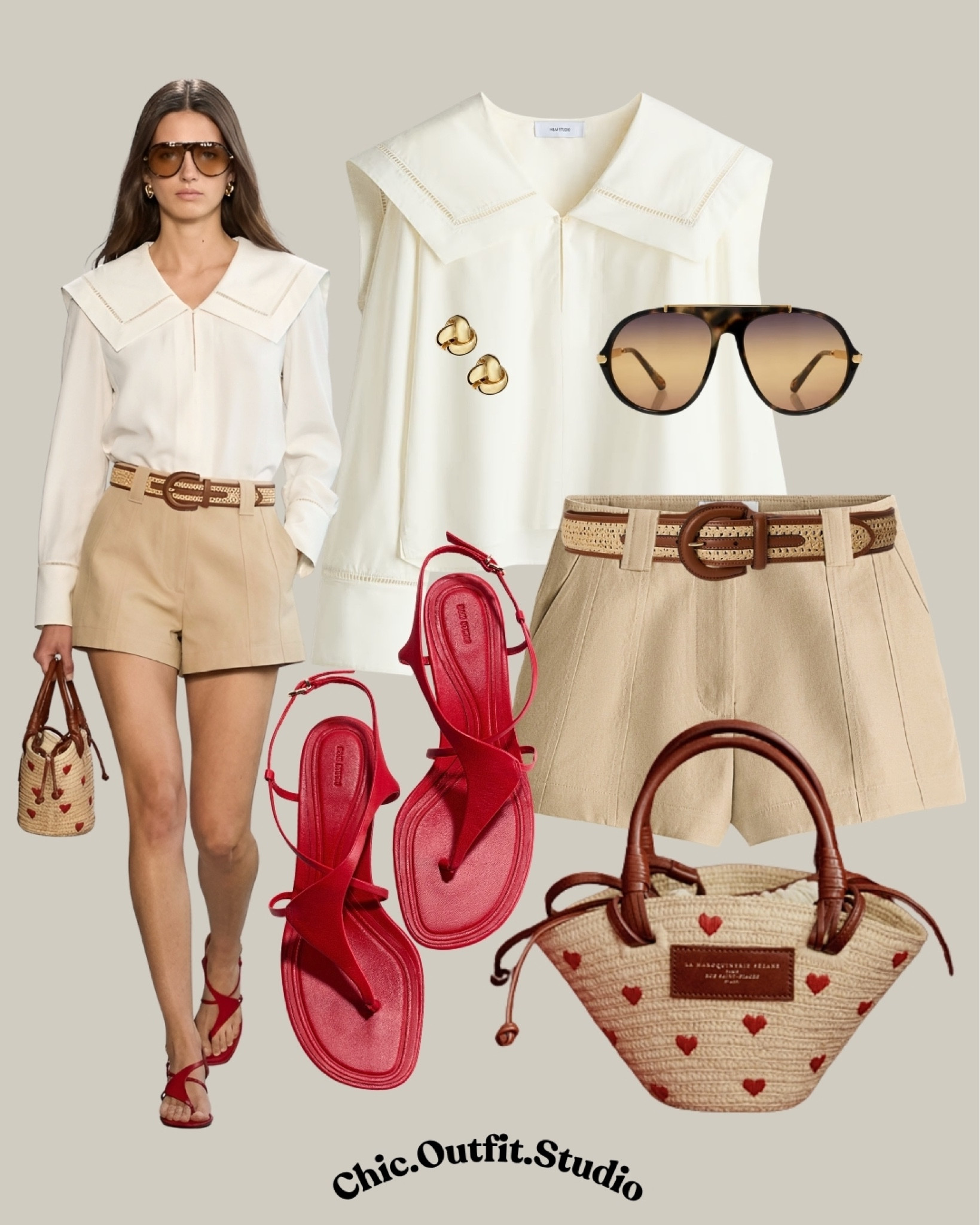 💫 Sailor Collar Poplin Blouse & Beige Tailored Shorts Chic Summer Outfit
💫A cream poplin sailor collar blouse paired with tailored beige shorts creates an elegant polished summer outfit with soft neutral tones and timeless feminine details. The structured cotton poplin fabric, statement sailor collar, slim brown belt, and vibrant red sandals give this look a refined European summer aesthetic that feels elevated yet effortless. 
💫Perfect for brunch dates, summer vacations, resort dinners, sightseeing, coastal walks, or chic daytime outings when you want to feel comfortable and polished in warm weather.
💫Tags: sailor collar blouse outfit, poplin blouse women, beige shorts outfit women, elegant summer outfit, neutral chic style, tailored shorts outfit, feminine summer fashion, European vacation outfit, old money summer style, warm weather outfit ideas, polished casual outfit, classy summer outfit women, lightweight cotton outfit, minimal luxury aesthetic, elevated everyday style, effortless neutral outfit

#LTKbag #LTKsummer #LTKpetite