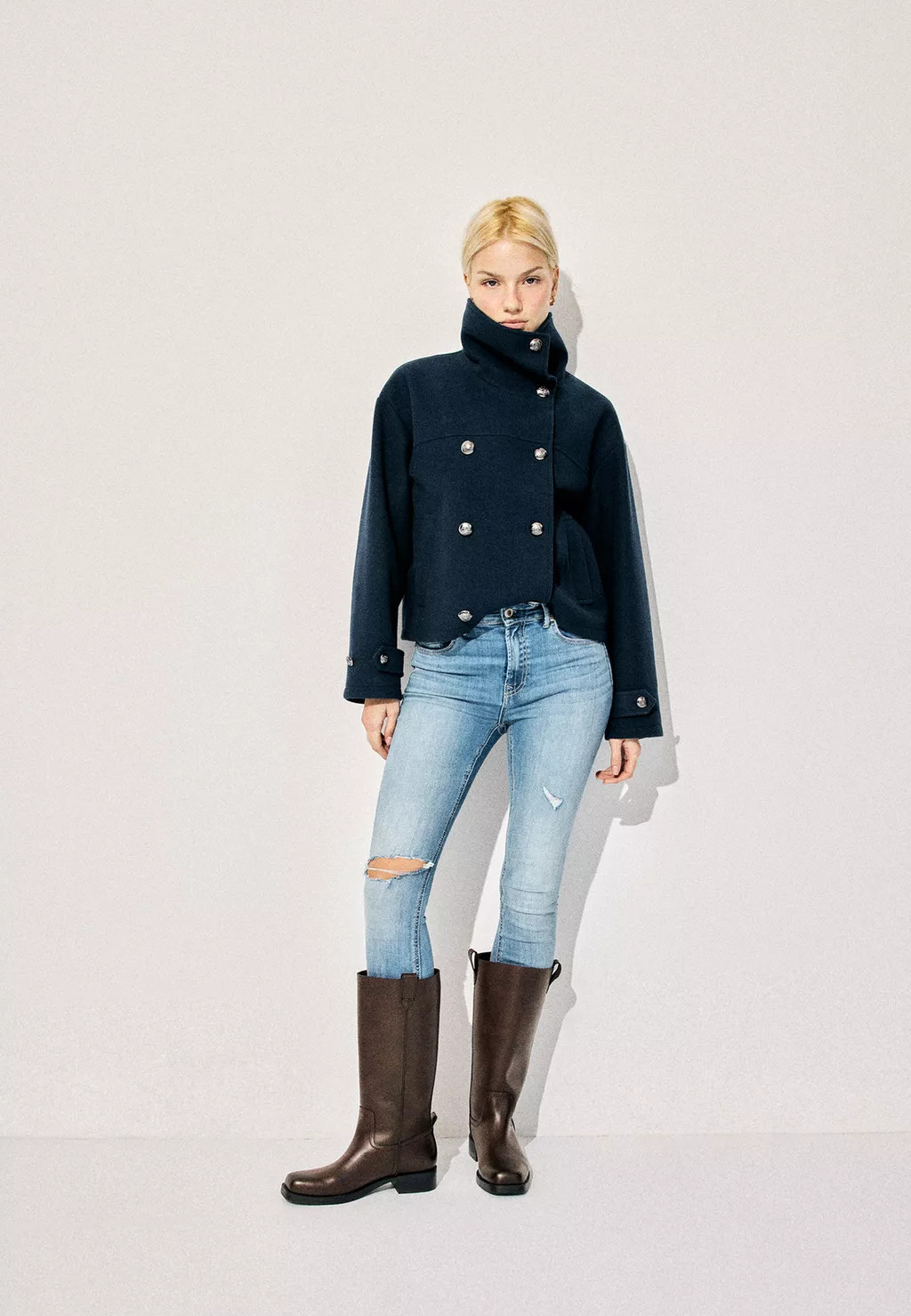 Soft-touch crossover high neck jacket - Women's Jackets | Stradivarius United Kingdom | Stradivarius (UK)