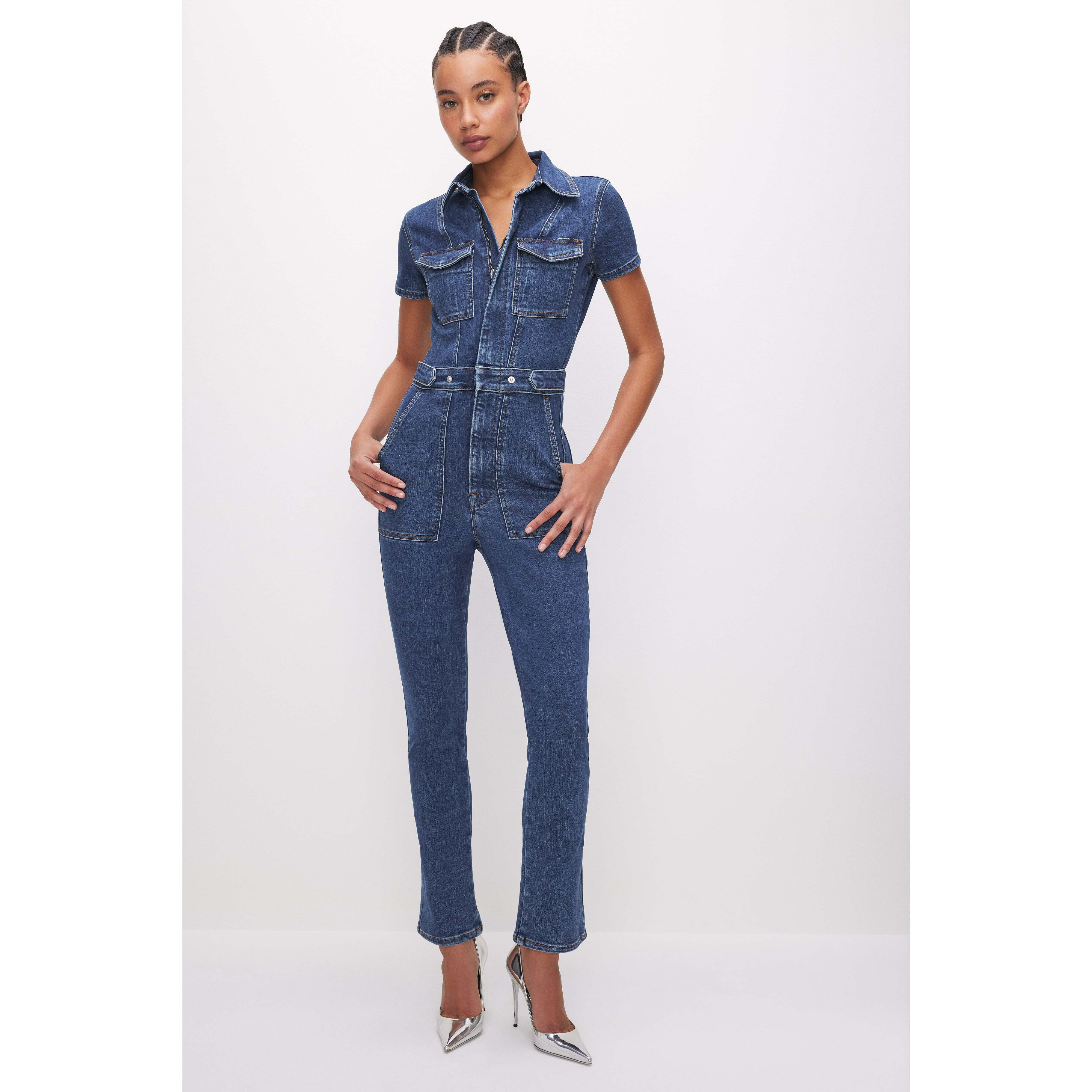 Women's Fit For Success Denim Jumpsuit | Indigo, 4 Size XS | Good American by KhloÃ© Kardashian | Good American