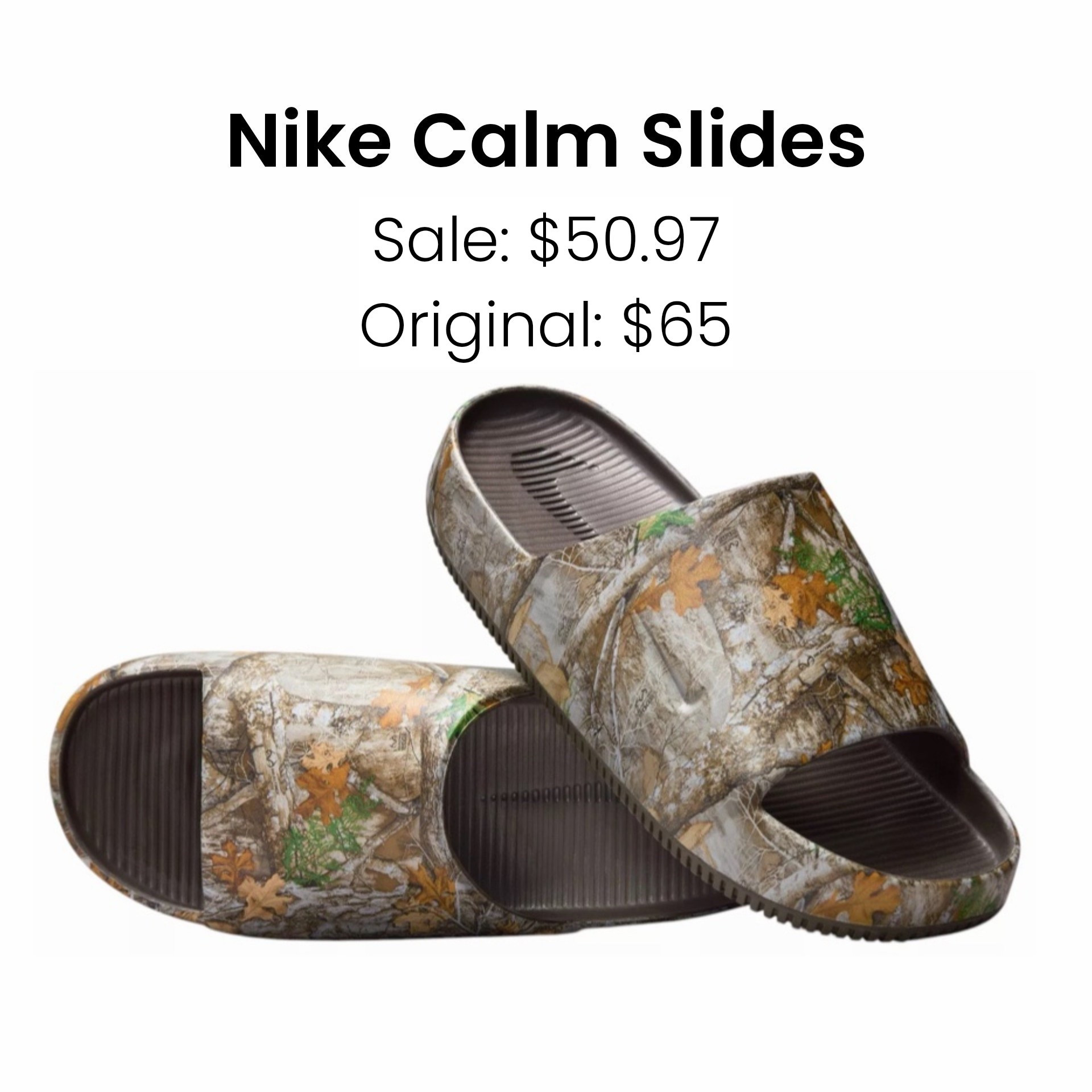 Men’s Nike Calm slides on sale! Perfect for practices/games to slip on and spring break (pool and beach). Tween boys - teen boys 
