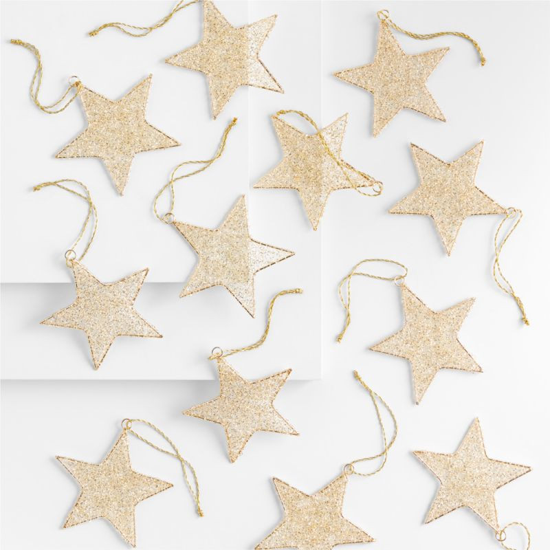 Gold Tinsel Star Christmas Tree Ornaments, Set of 12 + Reviews | Crate & Barrel | Crate & Barrel