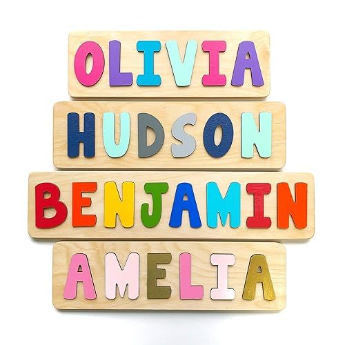 Wooden Name Puzzle, Gift for Baby or Toddler, Handmade in the USA | Amazon (US)