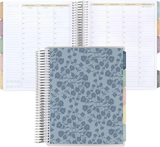 7x9 Coiled Life Planner (January 2026 - December 2026) - Bouquet Wallpaper (blue) classic cover, ... | Amazon (US)