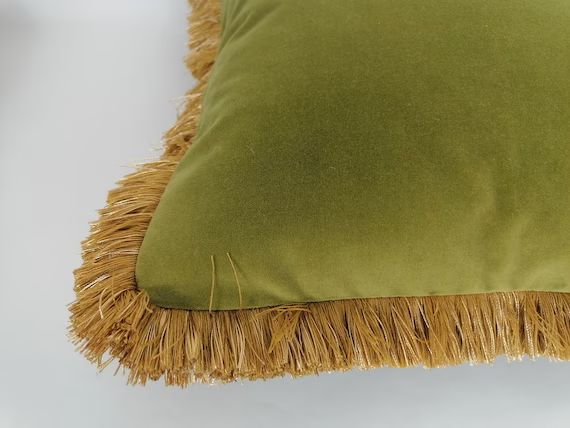 Olive Green Velvet Pillow // Green Velvet Cushion // Green | Etsy | Etsy (US)