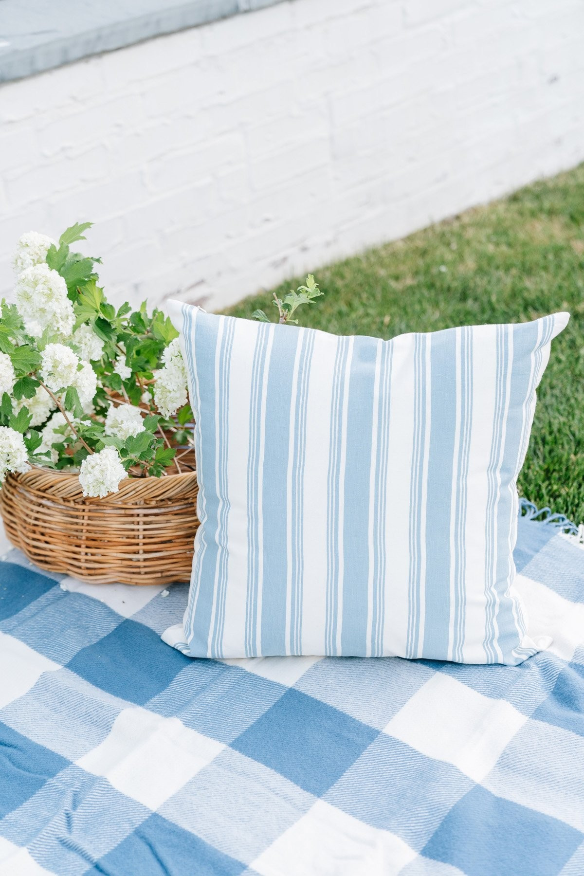 Indoor/Outdoor Pillow - Blue Stripe | Rachel Parcell