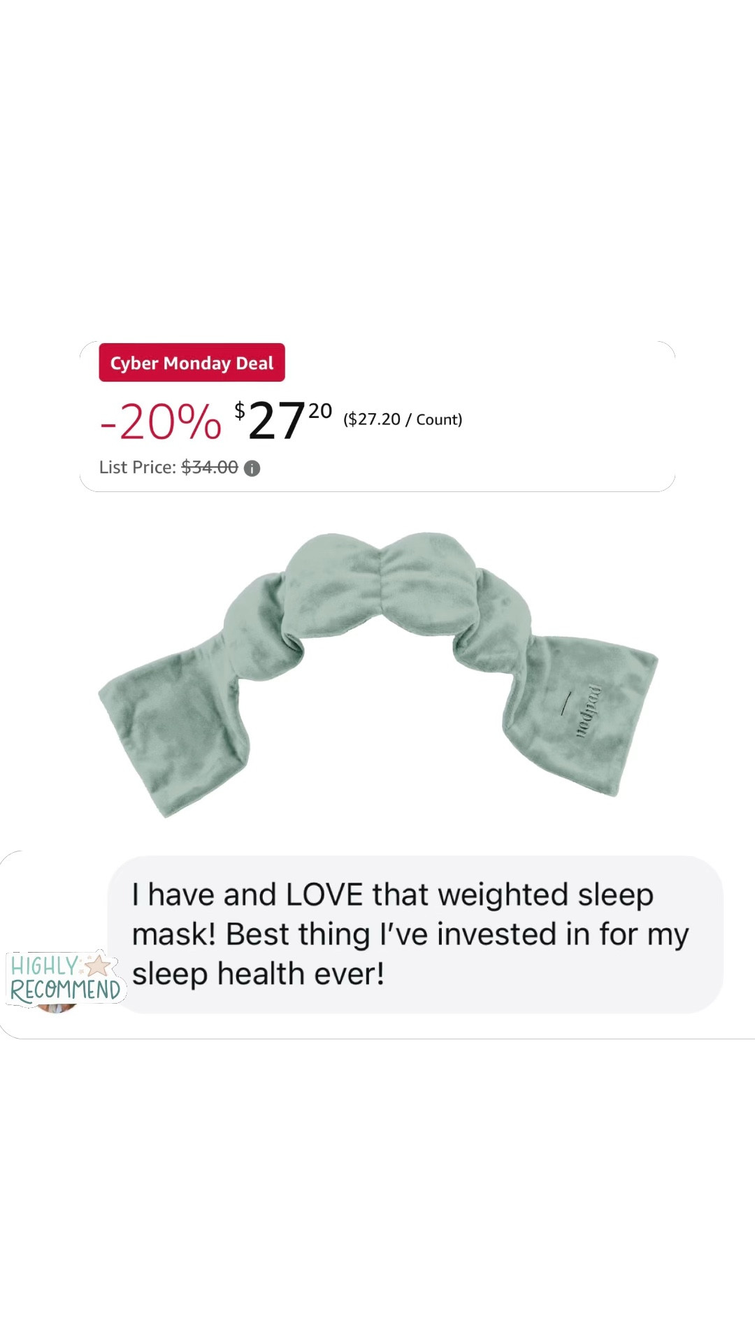 Just purchased after this and other reviews telling me how amazing this weighted sleep mask is - this would make a perfect gift for anyone on your list! Anything that helps me get a deeper and more restful sleep is making deserves the buy now button 😂😘

#LTKCyberWeek #LTKBeauty #LTKGiftGuide