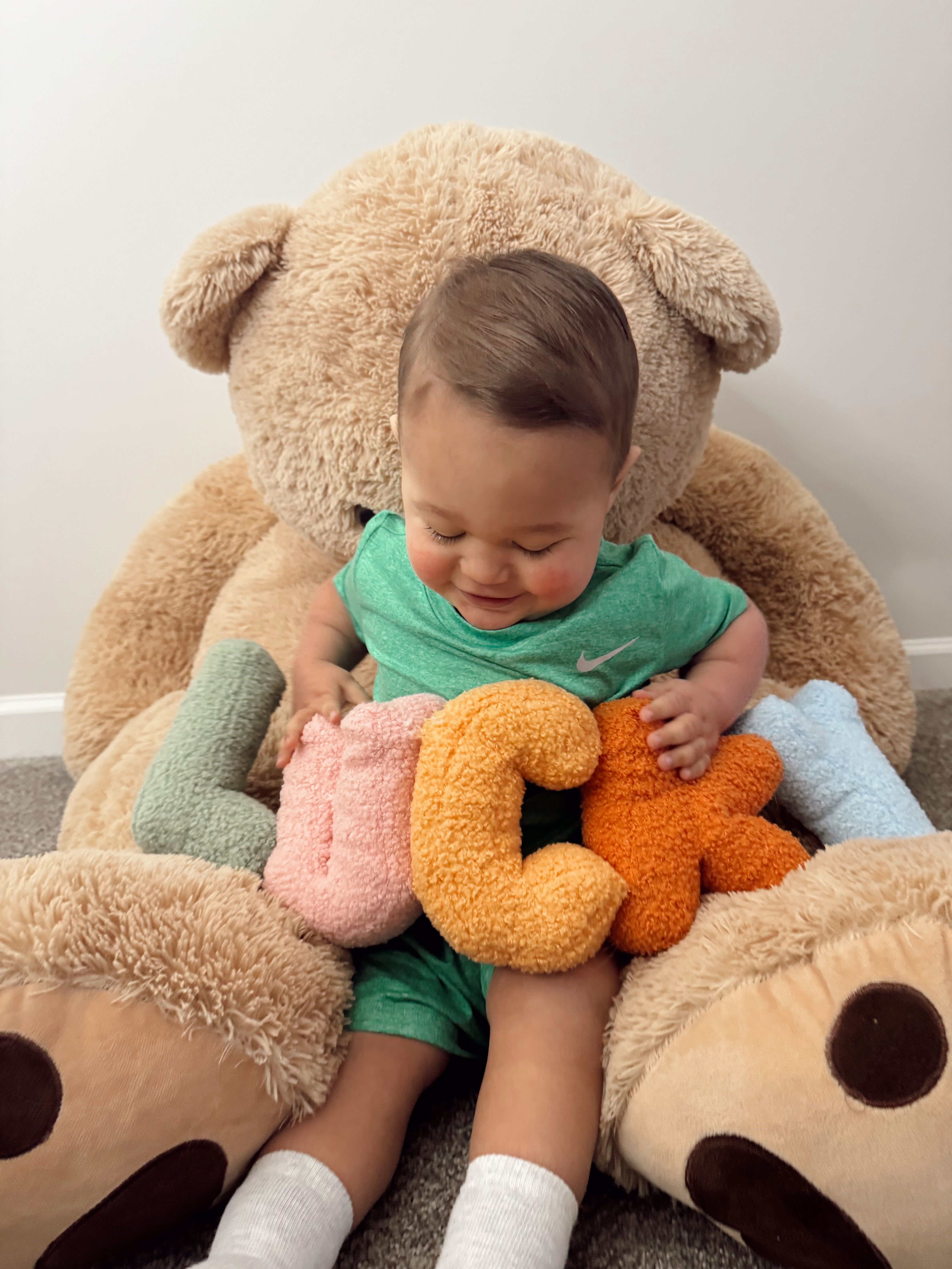 🍀 My little lucky charm! We had the cutest impromptu St. Patrick’s Day photoshoot at home 💚✨. He’s snuggled up with his giant teddy bear from Walmart, sitting next to this fun “Lucky” letter pillow from TJ Maxx. His festive green outfit is also from TJ Maxx (linked a similar option for you!). Perfect for holiday pics, cozy home vibes, and festive St. Patrick’s Day style! ☘️ #StPatricksDay #ToddlerStyle #CozyHomeVibes #TJMaxxFinds #WalmartToys #HolidayPhotoShoot #KidsFashion #LittleLuckyCharm 

 #LTKmomlife #LTKSeasonal #LTKKids