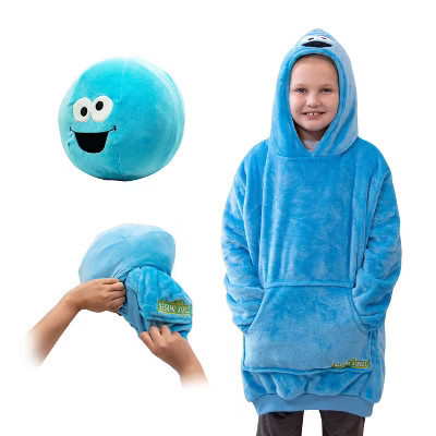 Sesame Street Cookie Monster Kids 2‑in‑1 Blanket Hoodie & Pillow Plush | Target