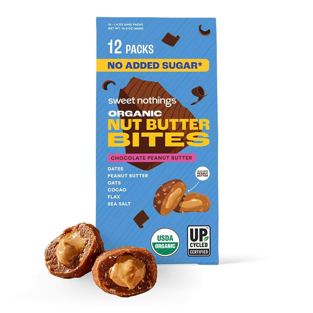 Sweet Nothings, Chocolate, USDA Organic Nut Butter Bites Protein Bar, Nut & Date Snack, Filled wi... | Amazon (US)