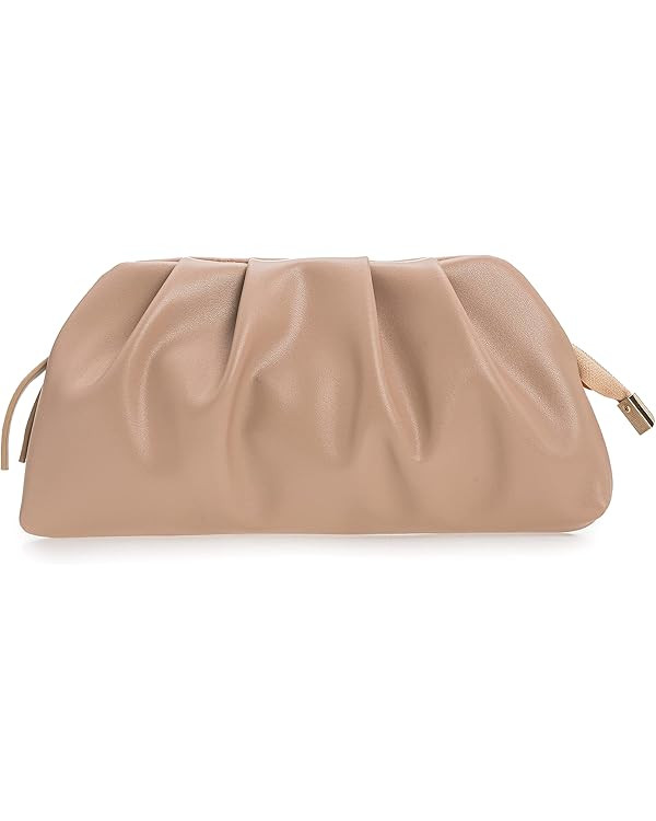 CHARMING TAILOR Chic Soft Vegan Leather Clutch Bag Dressy Pleated PU Evening Purse for Women | Amazon (US)