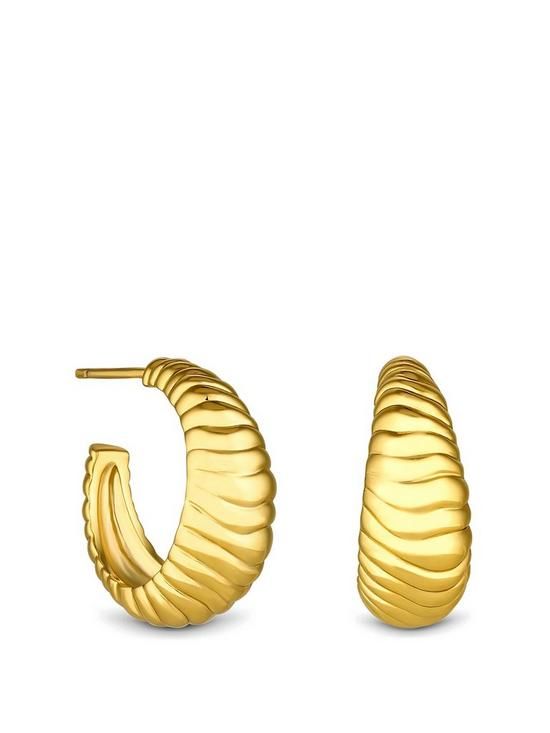 14K Gold Plated   Textured Polished Hoop Earrings | Very (UK)