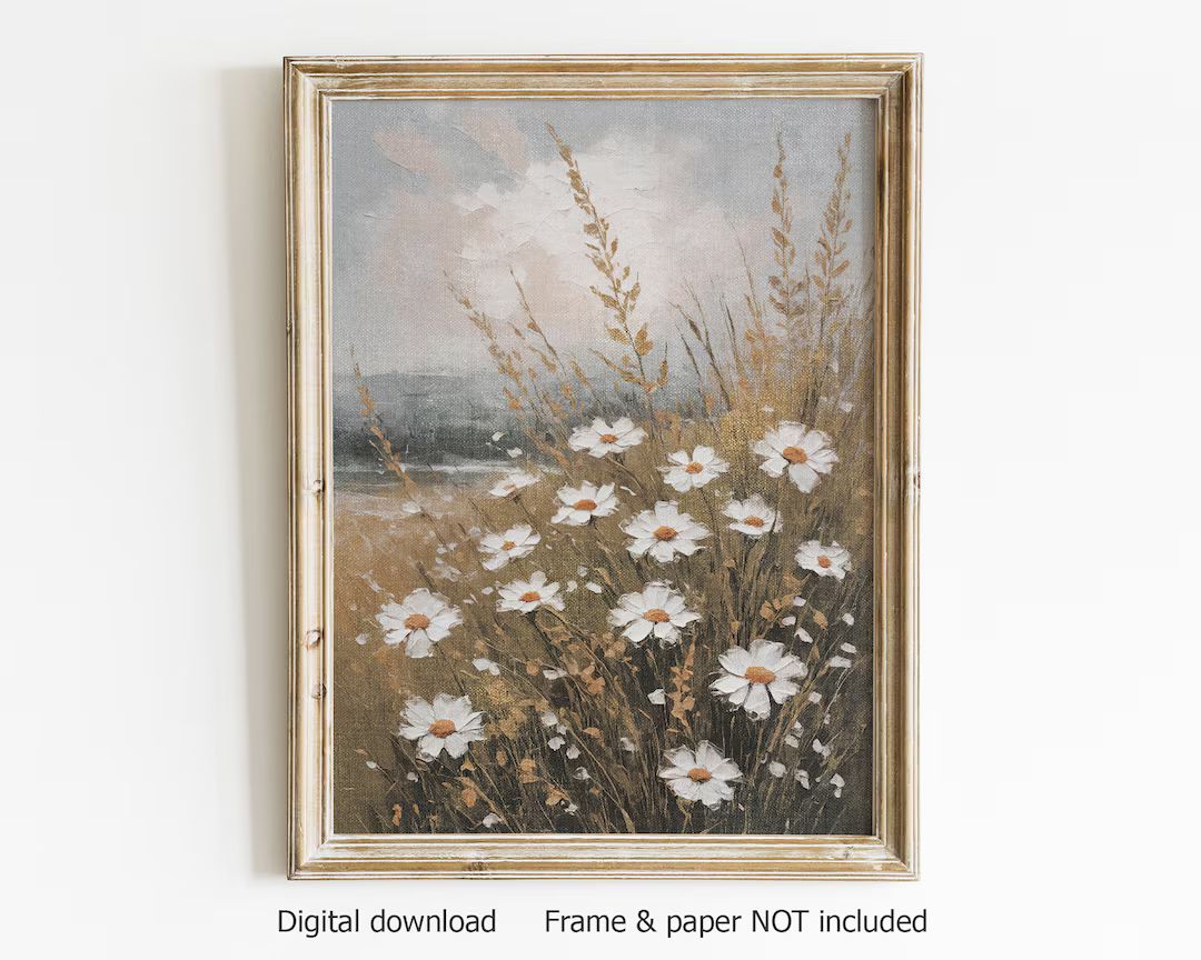 Wildflower Print, Oil Painting, Printable Wall Art, Downloadable Prints, Botanical Wall Art, Land... | Etsy (US)