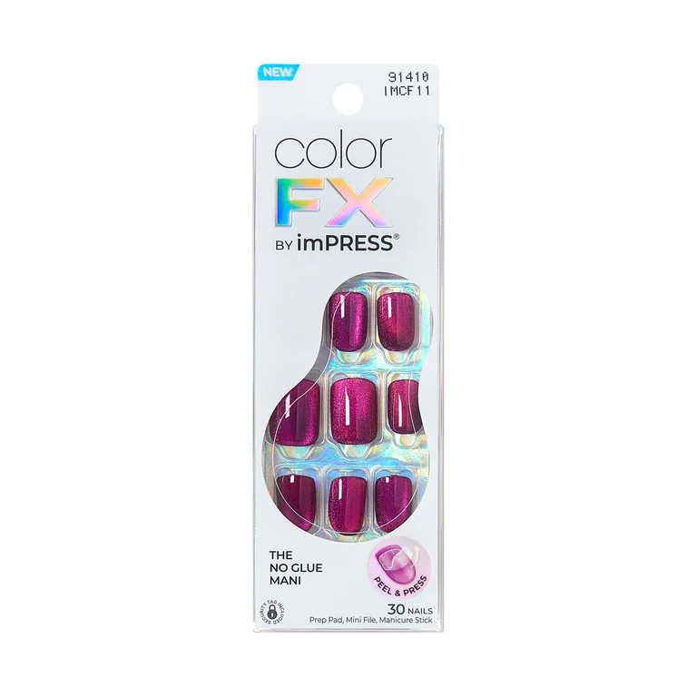 KISS imPRESS Color FX  Short Square Oval Press-on Nails, Pink, 30 Pieces | Walmart (US)