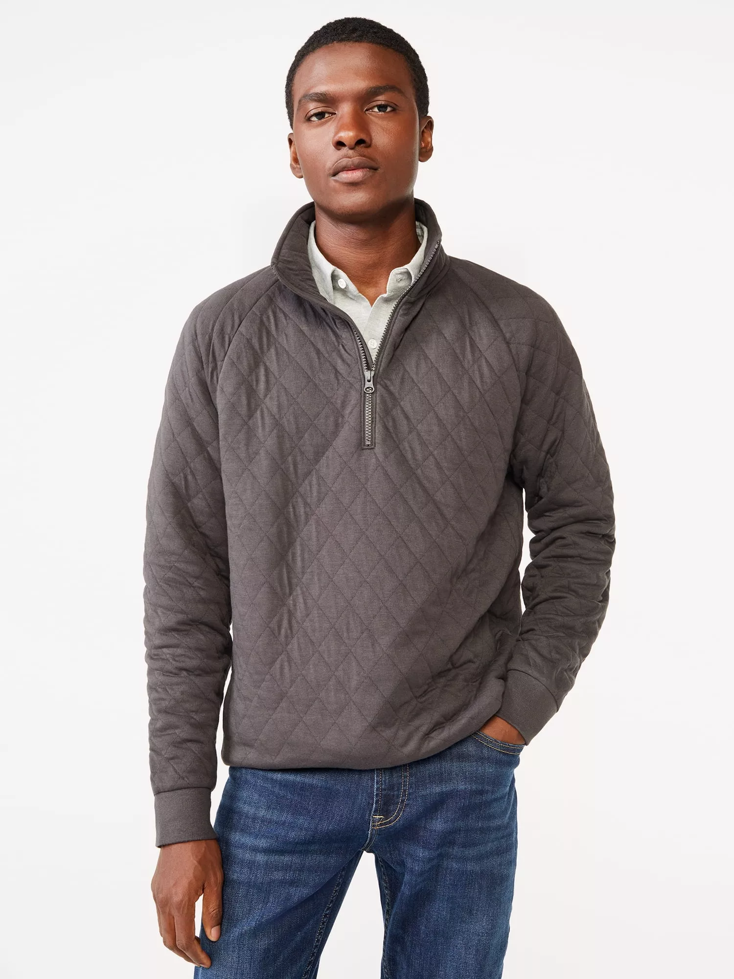 Free Assembly Men's Jacquard Rib Shawl Collar Pullover 