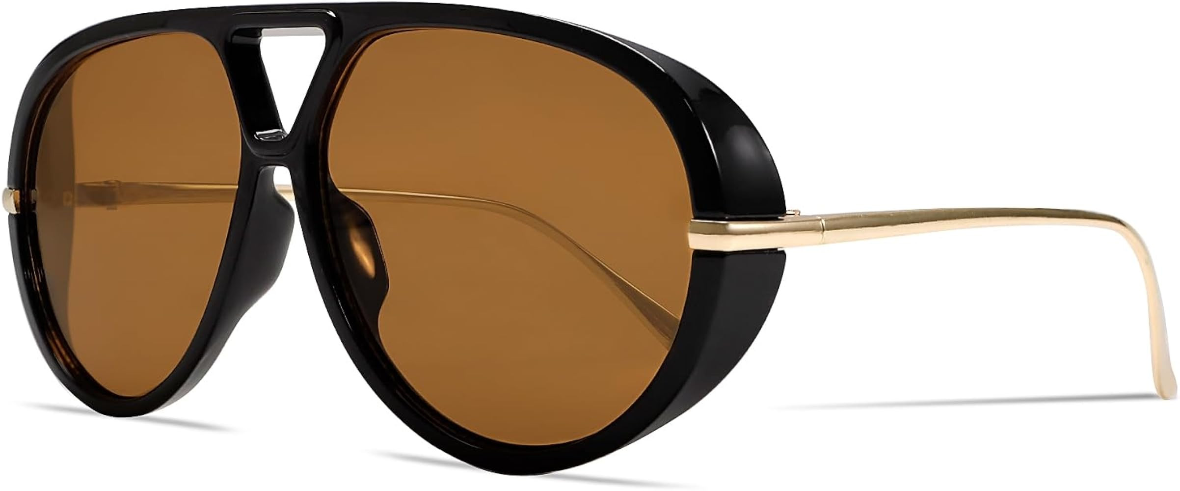 GUVIVI Retro Gold Aviator Sunglasses for Women Men Oversized 70s Glasses | Amazon (US)